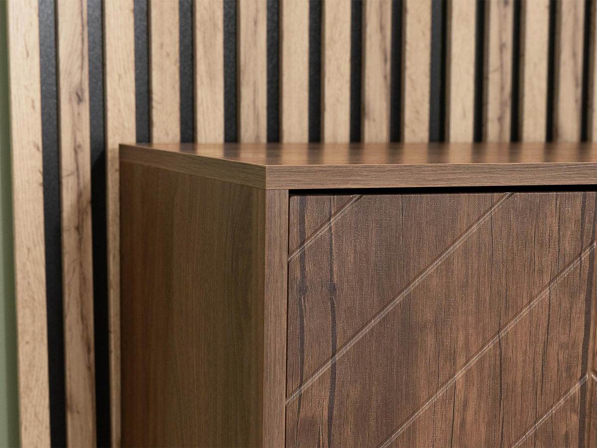 KOMMODE Xylix Bis 1D3SZ - Nussbaumfarben/Schwarz, Holzwerkstoff/Metall (154/80/40cm) - MIRJAN24