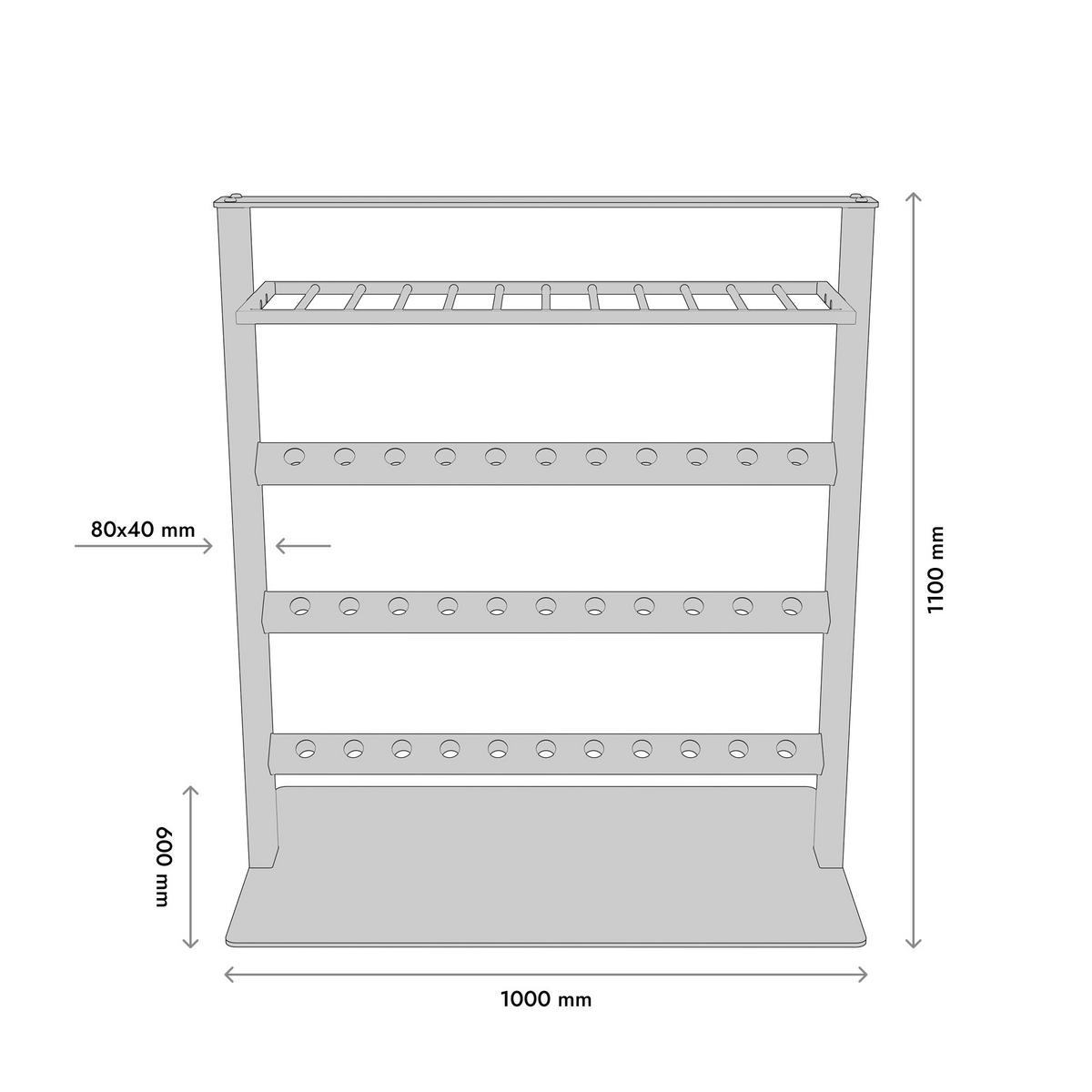 WEINREGAL Piemont Metall,Schwarz, Für 45 Weinflaschen 110/100/60cm - Schwarz, Metall (60/110/100cm) - Metalo Pro