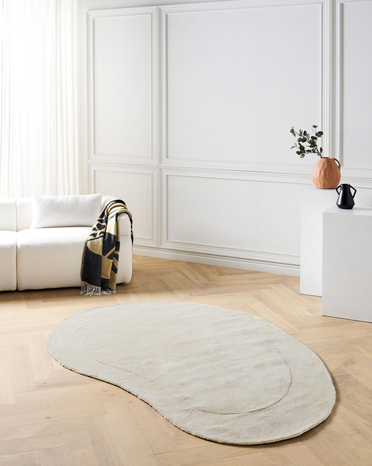 KOBEREC Světle béžový 160/230 cm Viskóza Masso - béžová, textil (160/230cm) - Beliani