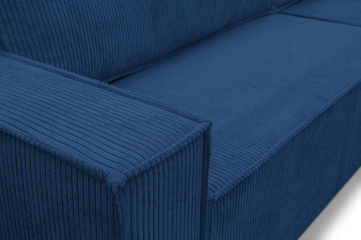 ECKSOFA HUGO XL Schlaffunktion und Bettkasten Cord-Stoff (Blau) - Blau, Textil (274/142cm) - VENASI MÖBEL