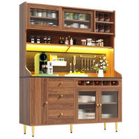 BUFFET DE-38400 145/39/171 cm mit LED-Beleuchtung und Weinregal Walnuss - Walnussfarben, Holzwerkstoff (145/171/39cm) - ComfortXL