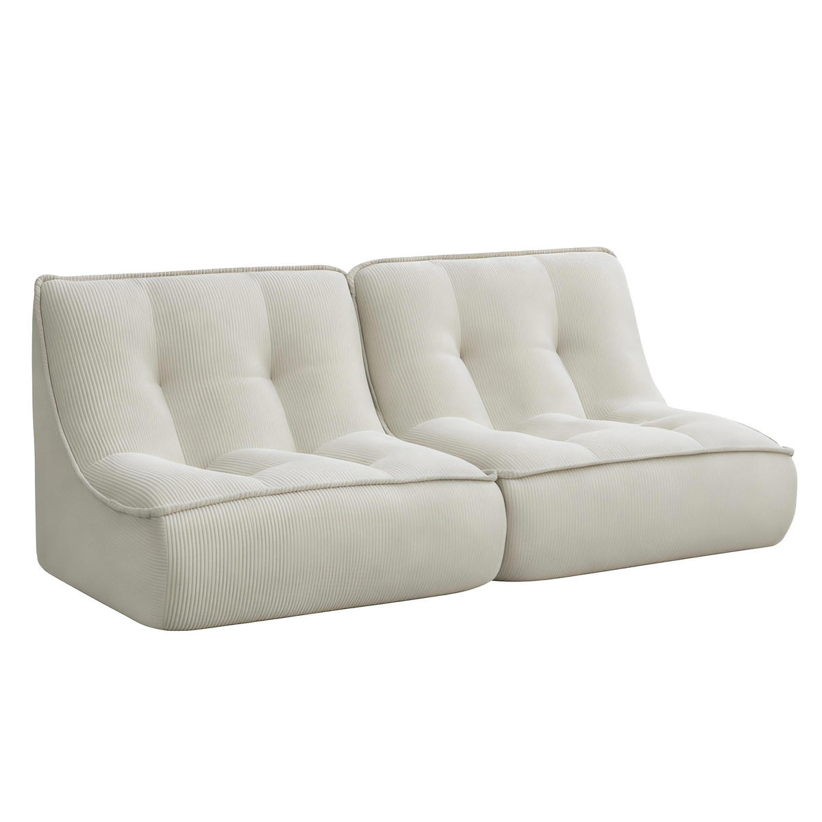 GARTENSOFA mit 4 Sitzplätzen, Ecru - Weiß, Textil (330/70/165cm) - Oviala