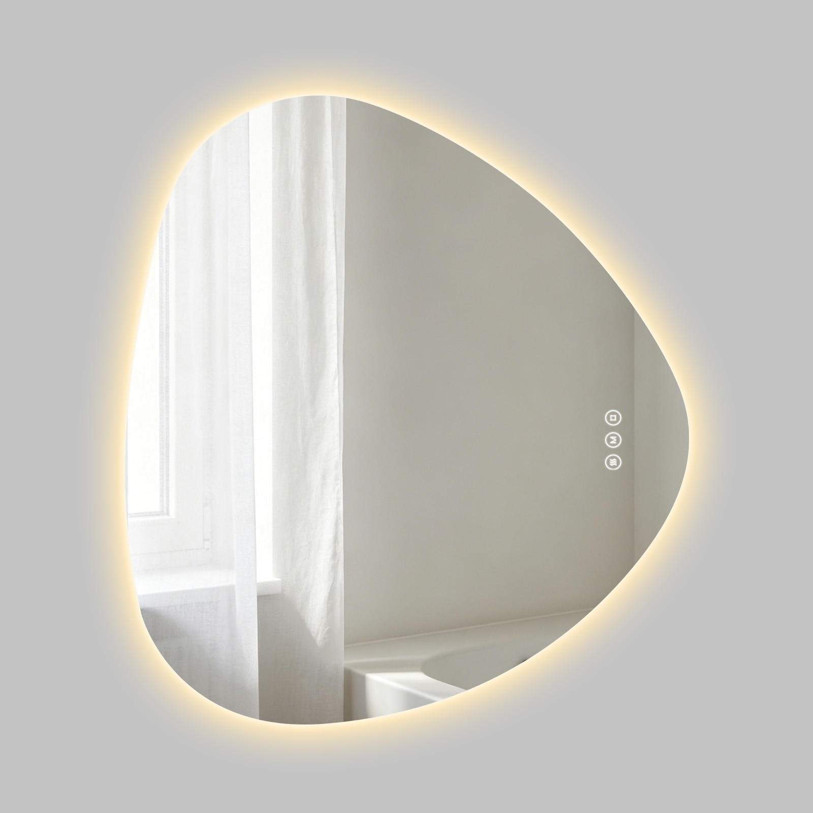 BADEZIMMERSPIEGEL mit Beleuchtung 70/60 cm asymmetrisch rahmenlos LED dimmbar mit Antibeschlag - Transparent, Glas (70/60/2.5cm) - S'AFIELINA
