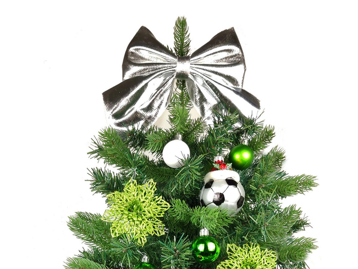 LAALU WEIHNACHTSBAUM geschmückt künstlich FUSSBALL GESCHENK 60 cm mit LED-BELEUCHTUNG IM TOPF - Weiß/Grün, Kunststoff (60cm) - LAALU