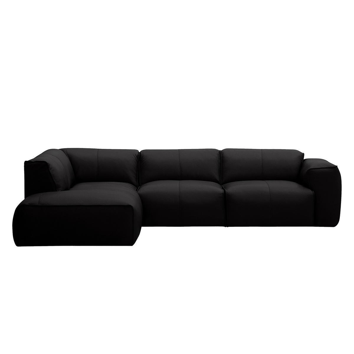 3-SITZER ECKSOFA mit Recamiere - Schwarz, Leder/Kunststoff (295/231cm) - home24