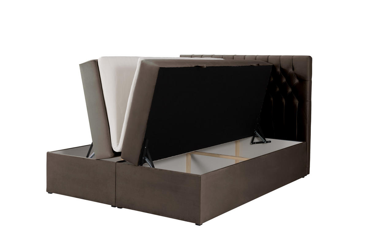 BOXSPRINGBETT LAVIDO mit Topper und Bettkasten, Braun, 200x200 cm - Braun, Textil (200/200cm) - KS Home Concept