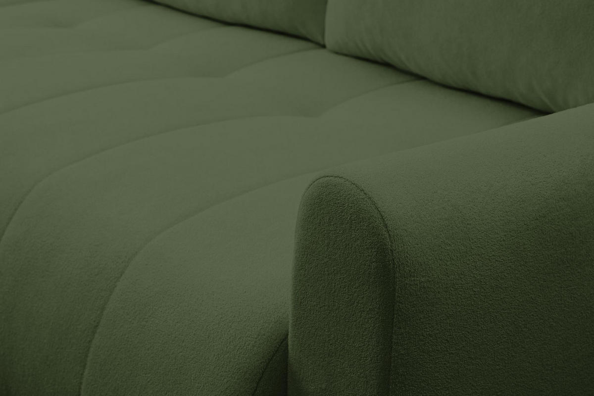 ECKSOFA Sprento Grün, aus Boucle-Stoff, mit Schlaffunktion und Bettzeugfach - Grün, Holzwerkstoff/Textil (230/149cm) - Bettso