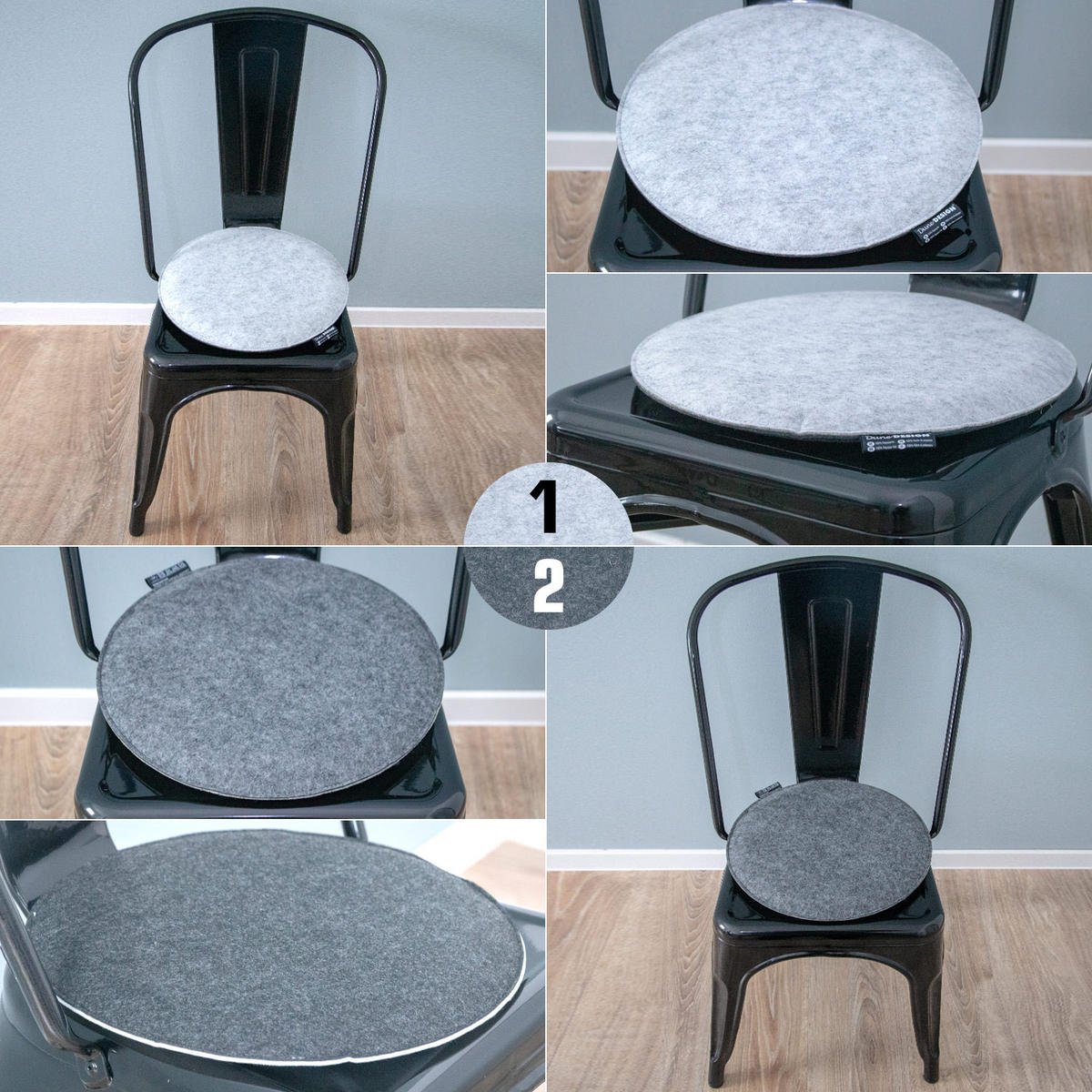 FILZ-SITZKISSEN zum Wenden, Ø 35/3 cm, Grau - Grau, Kunststoff (35cm) - Dunedesign