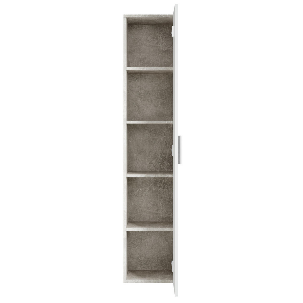 BADEZIMMERSCHRANK Pluto mit 1 Tür Beton Grau - 30 x 30 x 150 cm - Weiß/Grau, Holz (30/150/30cm) - Badplaats