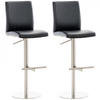 BARHOCKER 2er Set Lederlook Schwarz - Edelstahlfarben/Schwarz, Textil/Metall (40/93/49cm) - CLP
