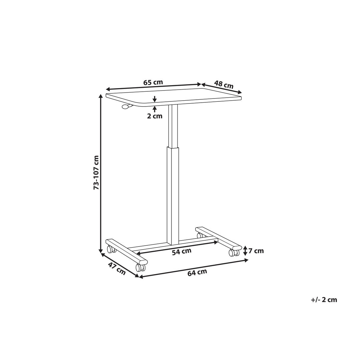 LAPTOPTISCH manuell höhenverstellbar 65/48 cm Hellbraun/Weiß Academia - Hellbraun/Braun, Holzwerkstoff/Metall (48/65/73cm) - Beliani