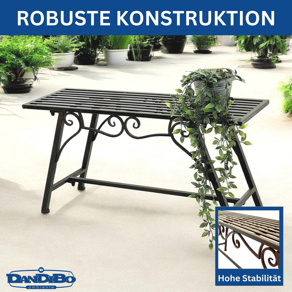 GARTENBANK Metall Braun 83/27/45 cm - Braun, Metall (83/45/27cm) - DanDiBo