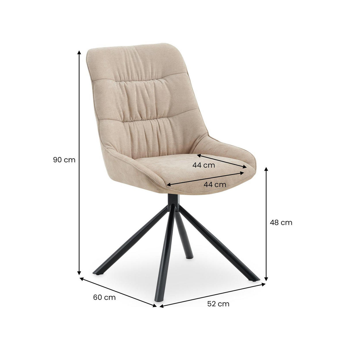 ESSZIMMERSTÜHLE LIBRA 2er-Set beige - Beige, Textil (50/90/60cm) - IDIMEX