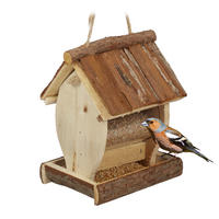VOGELFUTTERHAUS - Hellbraun, Holz/Kunststoff (15/19.5/12.5cm) - Relaxdays