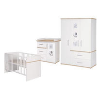 BABYZIMMER-SET Pia, mit schmaler Wickelkommode 3-teilig - Weiß, Holzwerkstoff (76/81/142.5cm) - Roba