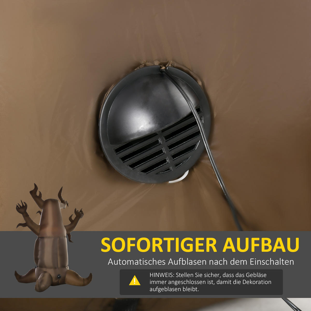 HALLOWEEN AUFBLASBARER BAUM, Braun, Polyester - Braun, Kunststoff (140/240/180cm) - HOMCOM