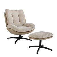 DREHSTUHL aus beigem Stoff mit Fußstütze L68 cm 87/90/68 cm - Beige, Textil (87/90/75.5cm) - Calicosy