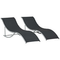 ALUMINIUM-KLAPPGARTLIEGE, 2er-Set, Negro, faltbar, 61 x 165 x 63 cm - Schwarz, Metall (165/63/61cm) - Vallsero
