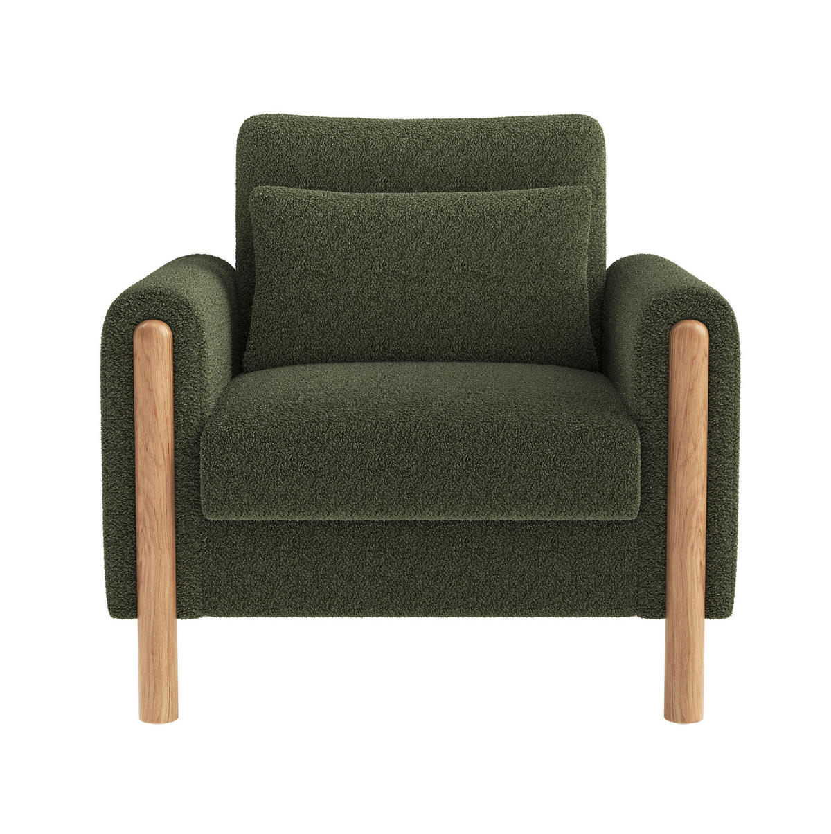SESSEL 87/83/88,5 cm in Grün aus Teddy-Stoff mit dickem Sitzkissen - Grün, Textil (83/88.5/87cm) - Flora Grace