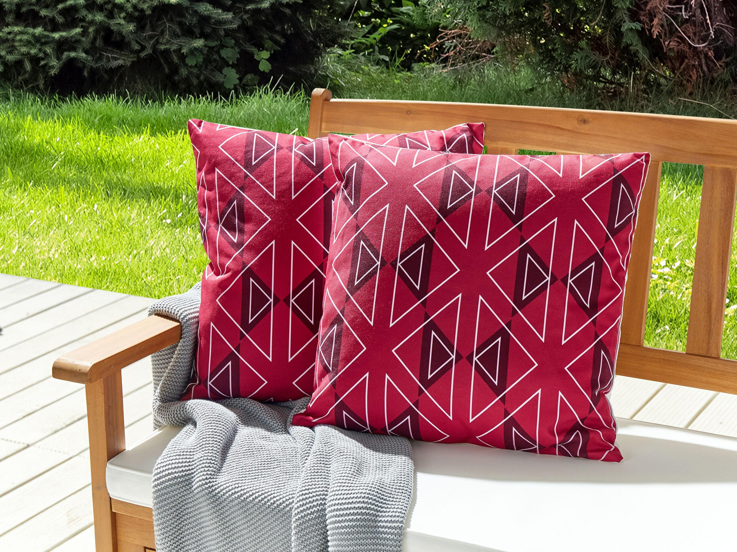 GARTENKISSEN 2er-Set geometrischem Muster rosa 45/45 cm Mezzano - Violett, Textil (45/45cm) - Beliani