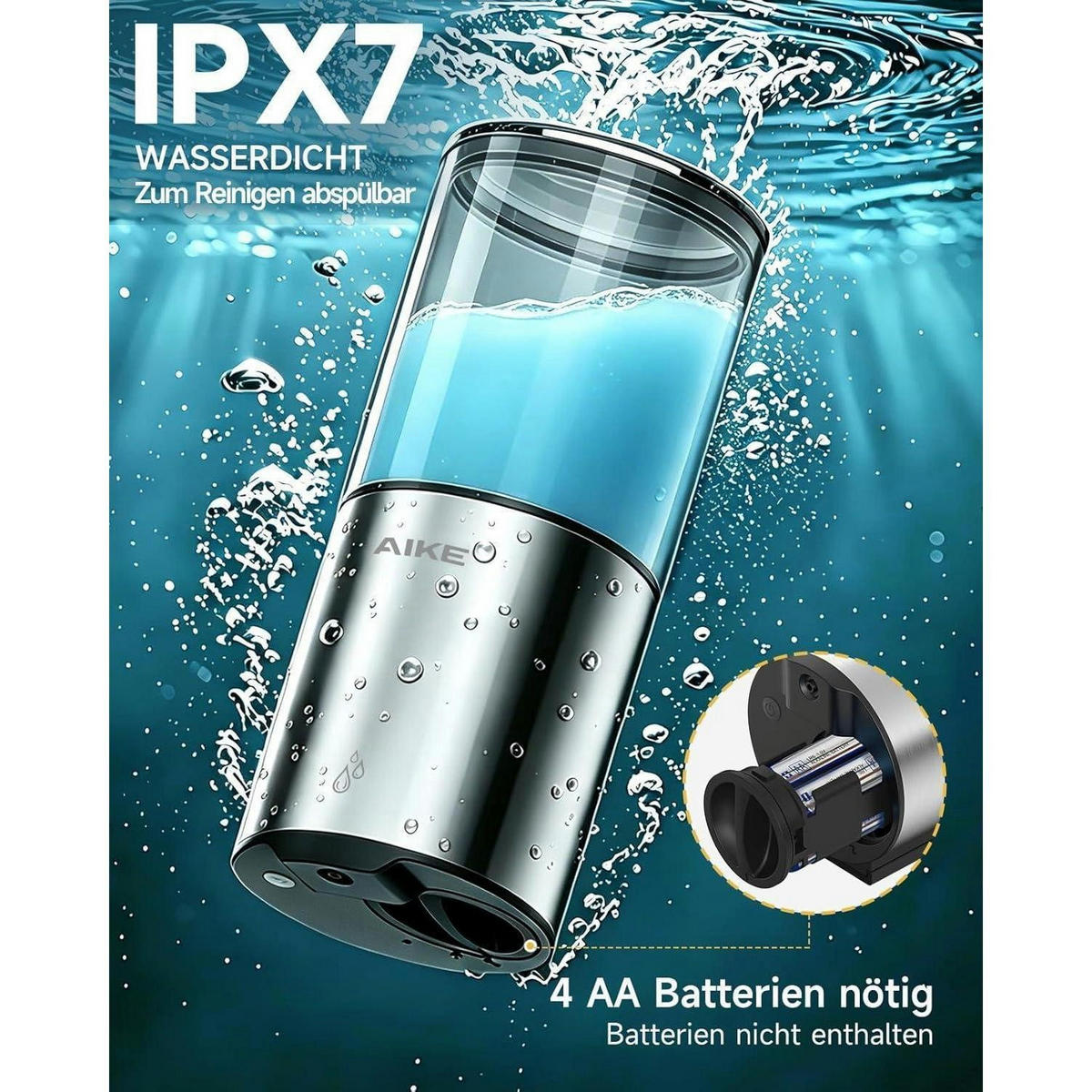 AUTOMATISCHER Seifenspender Wandmontage 400ml Edelstahl Poliert - Silberfarben, Metall (8/19/8.5cm)