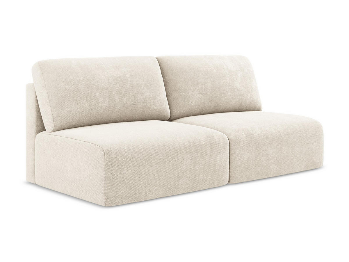 3-SITZER SOFA mit Schlaffunktion Chenille Stoff Beige - Beige/Creme, Kunststoff/Textil (216/79/102cm) - Makamii