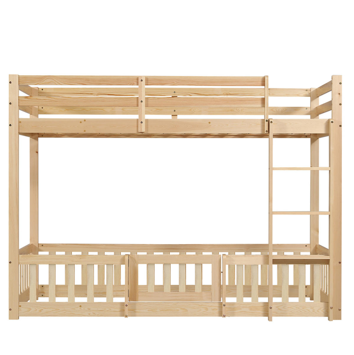 ETAGENBETT 90/200 cm aus Kiefer mit Treppe, Geländer und Tür in Natur - Naturfarben, Holz (90/200cm) - Flora Grace