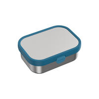 EDELSTAHL-BROTDOSE MIT GABEL Campus Cool Blue 18 x 13 cm - Blau, Kunststoff/Metall (13.2/6.1/17.8cm) - Mepal