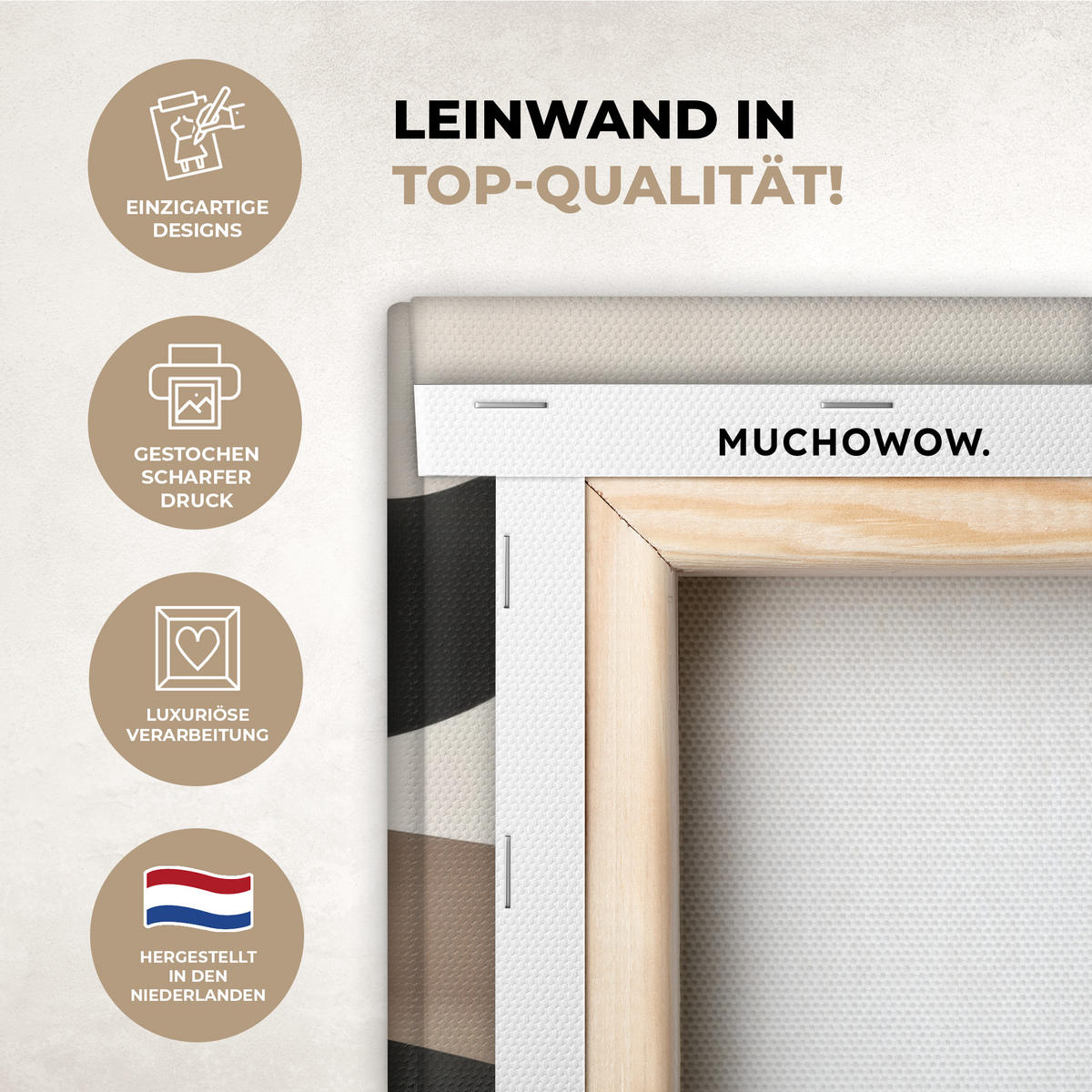 LEINWANDBILD Abstrakt - Landschaft - Wellen - Cremefarben 30x20 cm - Cappuccino, Textil (30/20cm) - MuchoWow