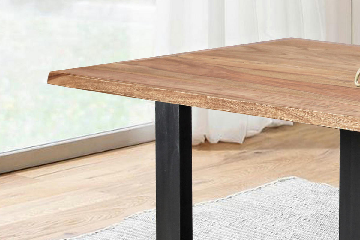 ESSTISCH MAREK - Beige/Schwarz, Holz/Metall (80/140/77cm) - SAM