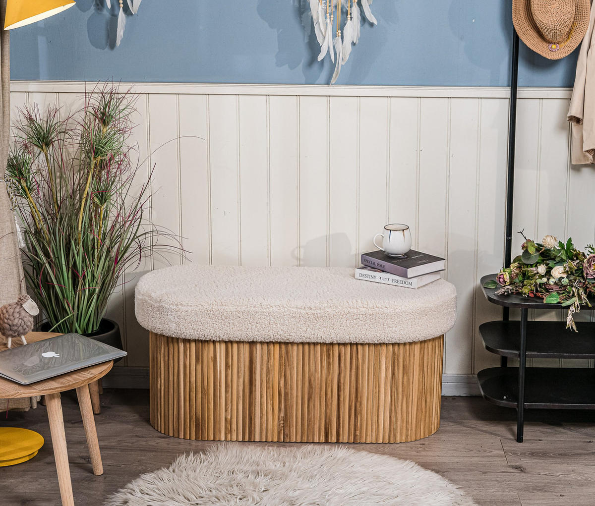 SITZBANK Wolle Weiß - Weiß, Textil (89/43/40cm) - Nordlys