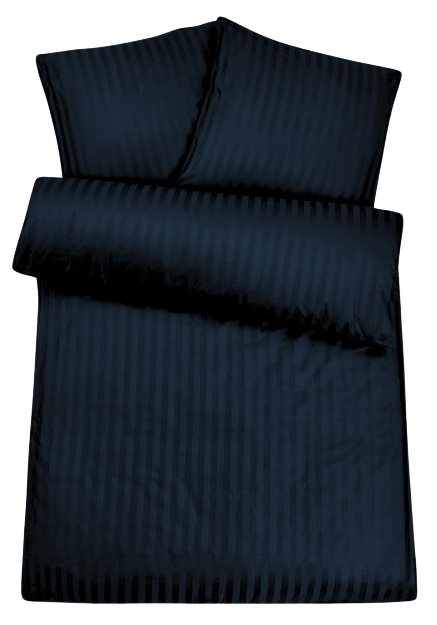 BETTWÄSCHE Damast 135x200 Blau gestreift - Bettbezug aus 100% Baumwolle - Dunkelblau, Textil (135/200cm) - Carpe Sonno