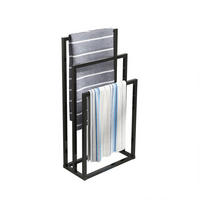 HANDTUCHSTÄNDER 45x22x86cm in Schwarz, 3-stufig freistehend - Schwarz, Metall (22/86/45cm) - Modfu