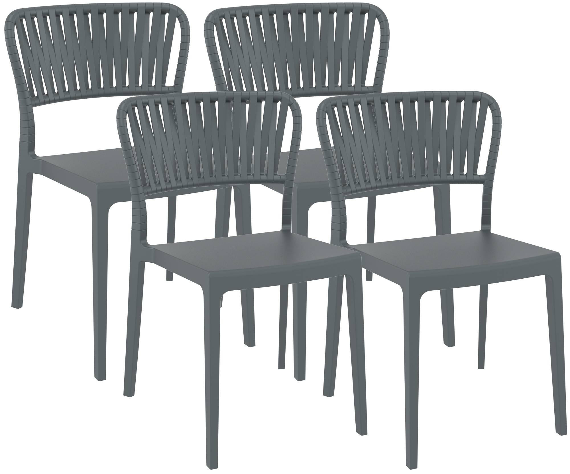 GARTENSTUHL 4er Set Kunststoff Dunkelgrau - Dunkelgrau, Kunststoff (45/84/55cm) - CLP