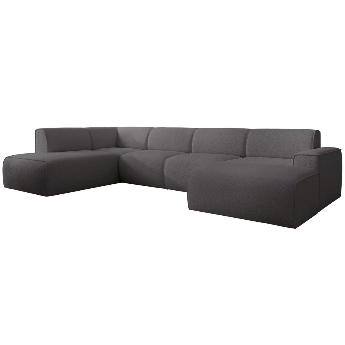 WOHNLANDSCHAFT Bouvi Dunkelgrau links - Dunkelgrau/Schwarz, Kunststoff/Textil (378/220cm) - Selsey
