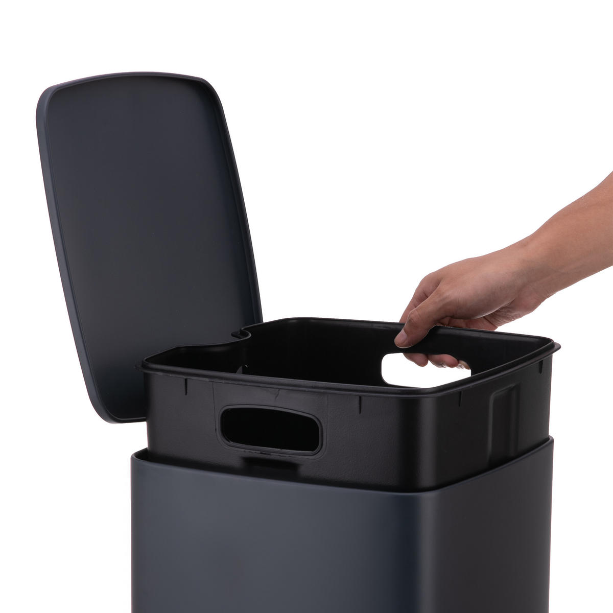 MÜLLEIMER - Grau, Kunststoff/Metall (29/40/34cm) - Relaxdays