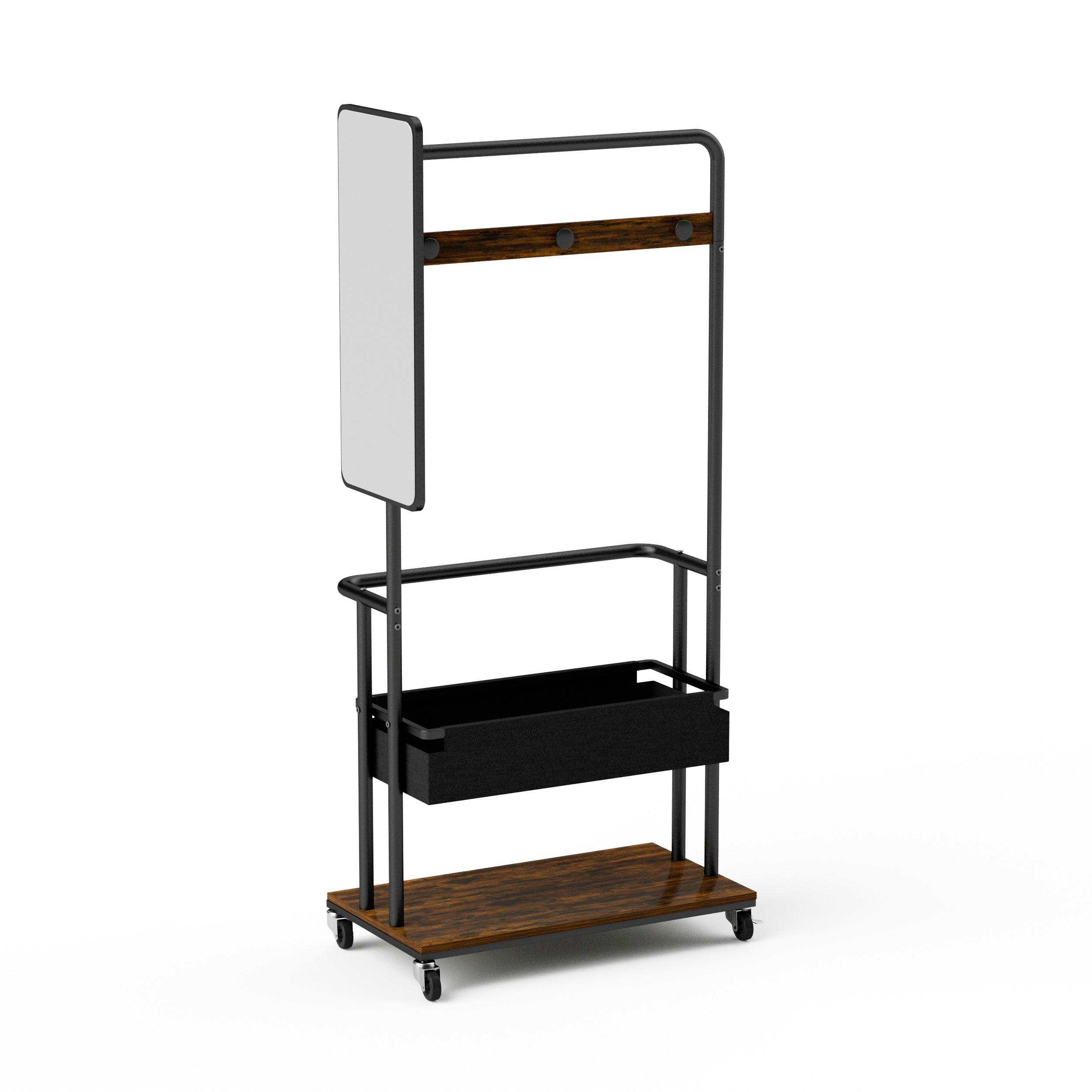 KLEIDERSTÄNDER Dunkelbraun Schwarz 70/40/170 cm - Schwarz, Holz (70/170/40cm) - PANGIVO