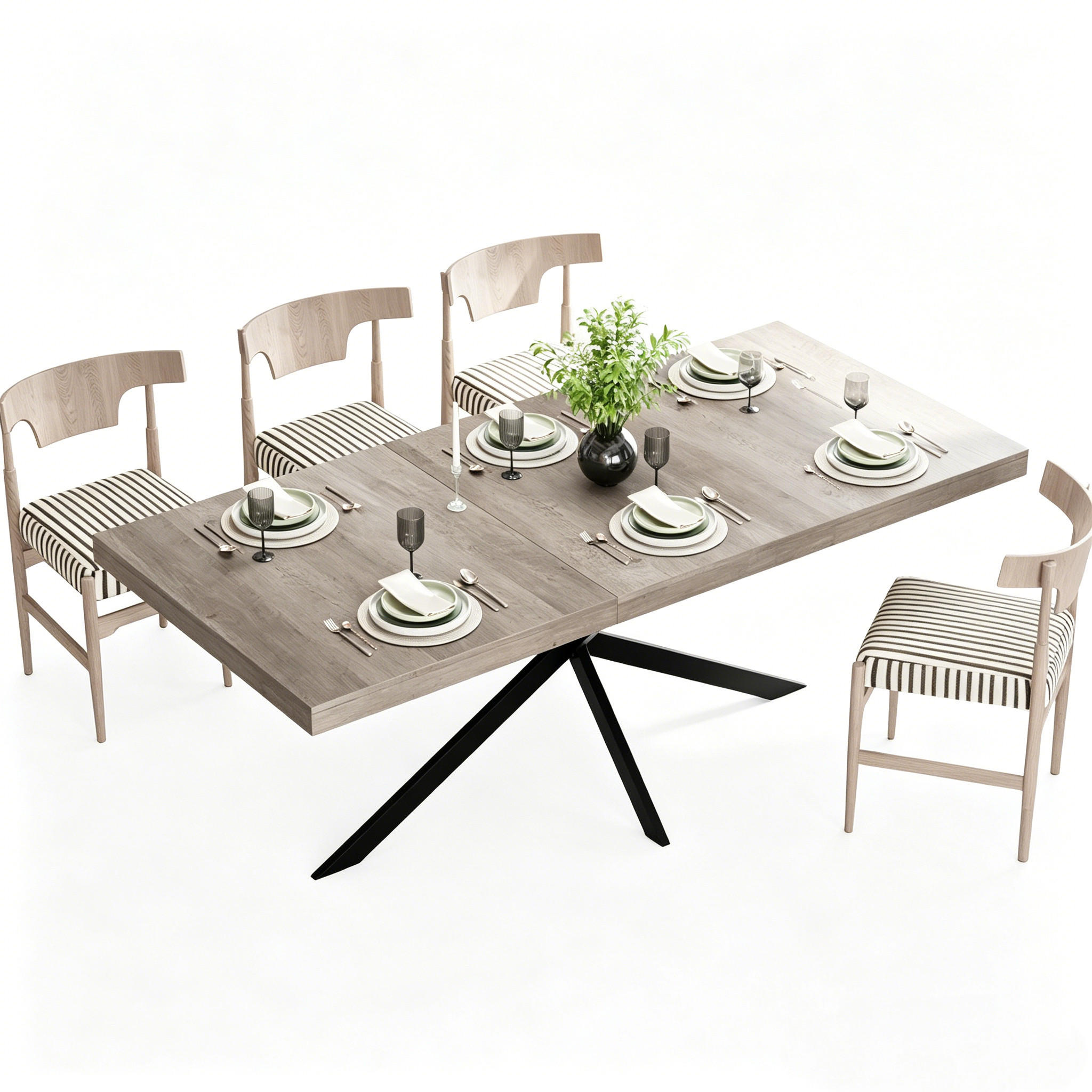 ESSTISCH Ausziehbar mit Verstecktem Stauraum Rechteckig für Esszimmer Küche Wohnzimmer Grau 140 bis 180 cm - Schwarz/Grau, Holzwerkstoff/Metall (180/80/76cm) - EVRYAE