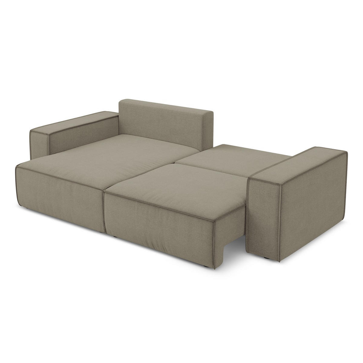 ECKSOFA mit Schlaffunktion Strukturstoff Stoff Beige - Beige/Schwarz, Kunststoff/Textil (148/257cm) - LaMiaSofa