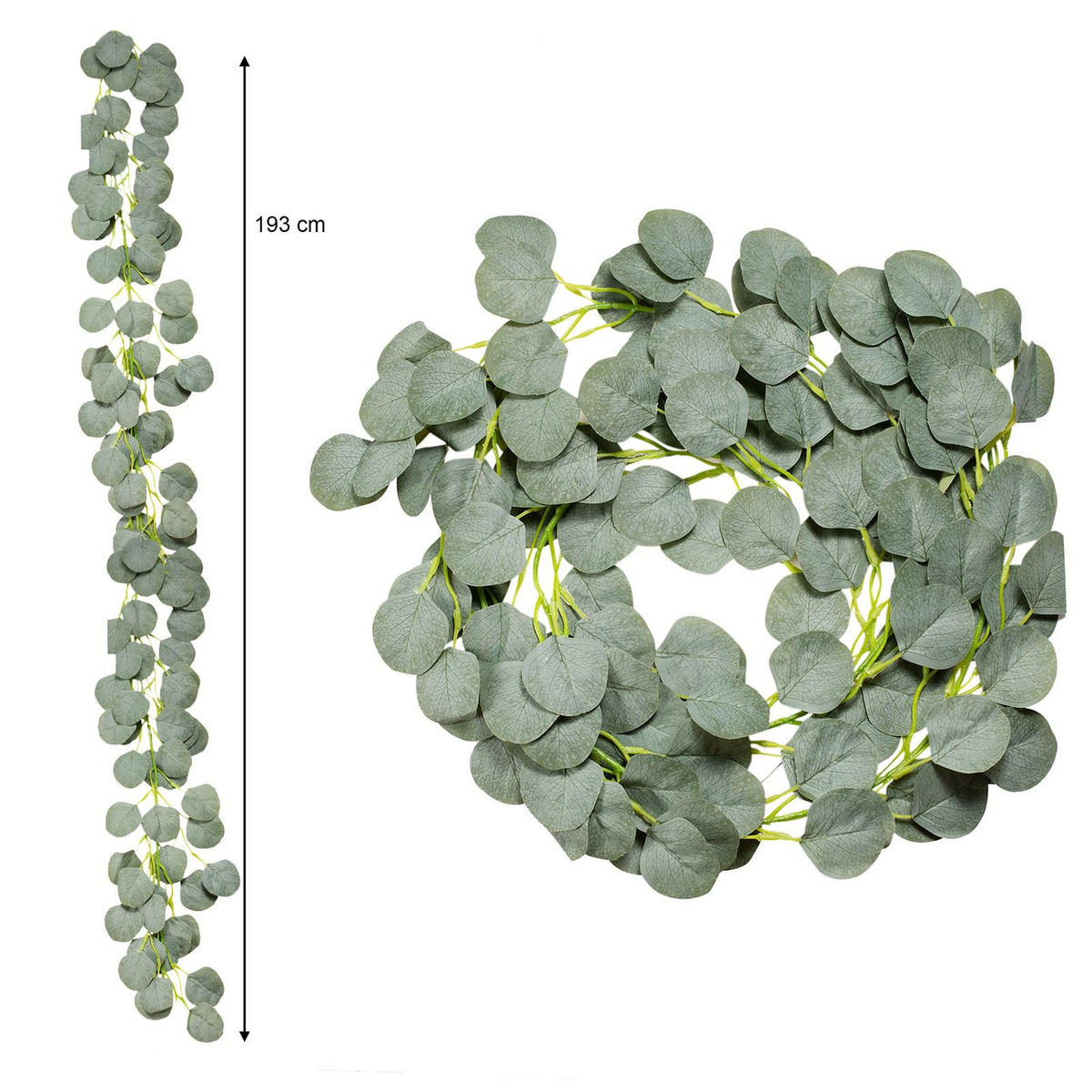 GIRLANDE EUKALYPTUS - Dunkelgrün, Kunststoff/Metall (200cm) - IDIMEX
