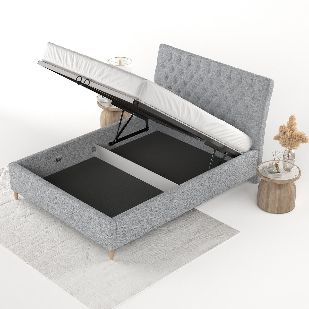 POLSTERBETT Lira 180/200 cm Grau im Riva Stoff - Naturfarben/Grau, Holz/Holzwerkstoff (180/200cm) - AltaBeds