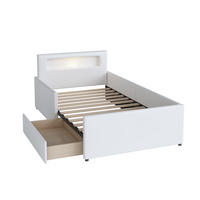 POLSTERBETT aus Kunstleder 90x200 cm in Weiß mit Nachtlicht & USB-Anschluss - Weiß, Leder (90/200cm) - Modfu