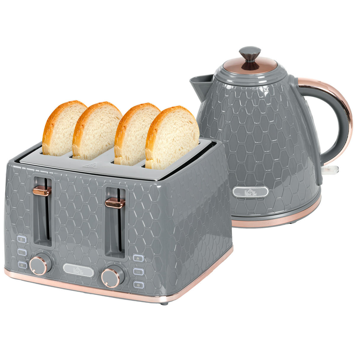 TOASTER mit Wasserkocher DE-07913 Grau - Grau, Kunststoff (19.5/23.4/24.2cm) - ComfortXL