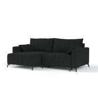 ECKSOFA NUVIO mit Schlaffunktion Schwarz im Neve Stoff - Schwarz, Holz/Holzwerkstoff (239/148cm) - AltaBeds