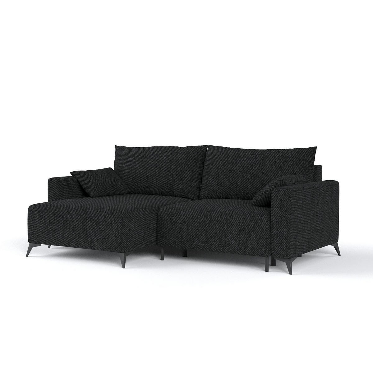ECKSOFA NUVIO mit Schlaffunktion Schwarz im Neve Stoff - Schwarz, Holz/Holzwerkstoff (239/148cm) - AltaBeds