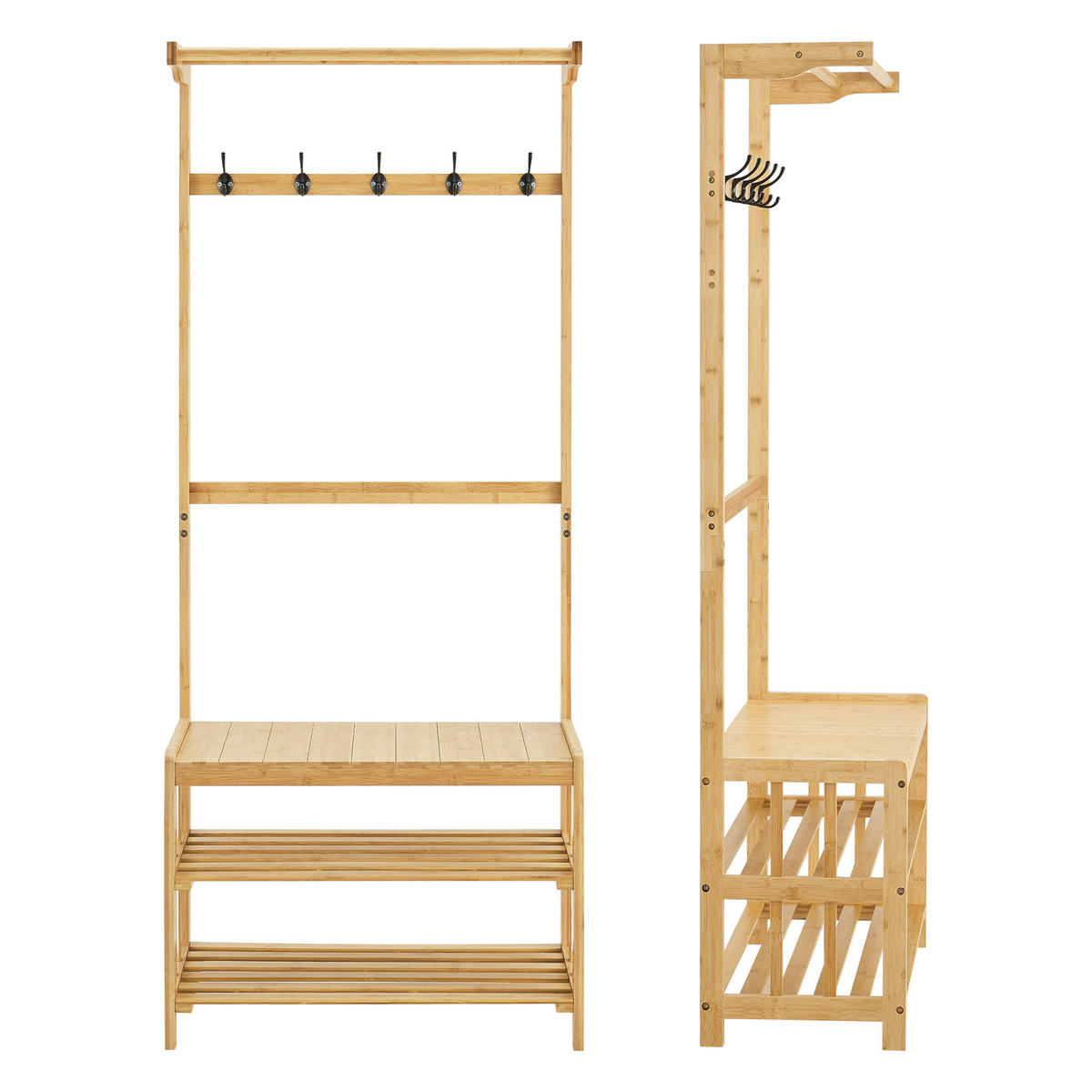 GARDEROBENSTÄNDER Tornio - Naturfarben, Holz (70/168/35cm) - [en.casa]
