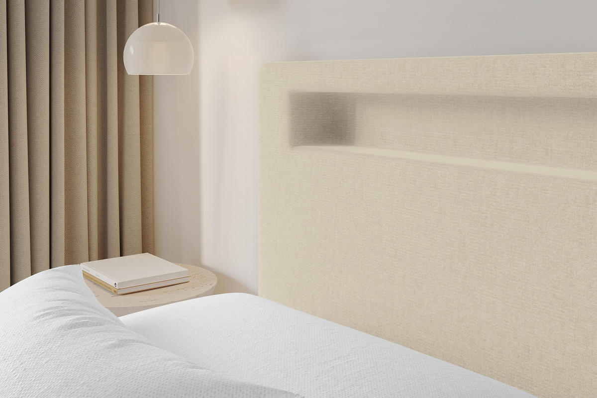POLSTERBETT mit Bettkasten und Lattenrost, Boxbett ohne Matratze - GOLA 180x200 Beige - Beige, Holzwerkstoff/Textil (180/200cm) - ALTDECOR