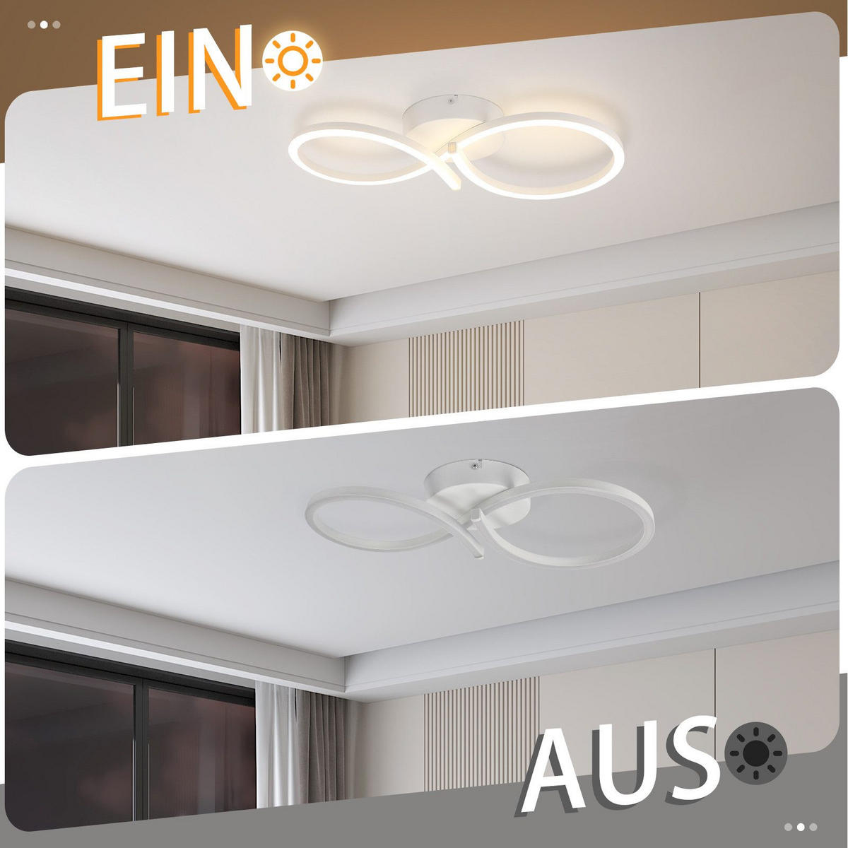 LED-DECKENLEUCHTE Malling 45/19/8 cm - Weiß, Metall (19/45/8cm) - Nettlife