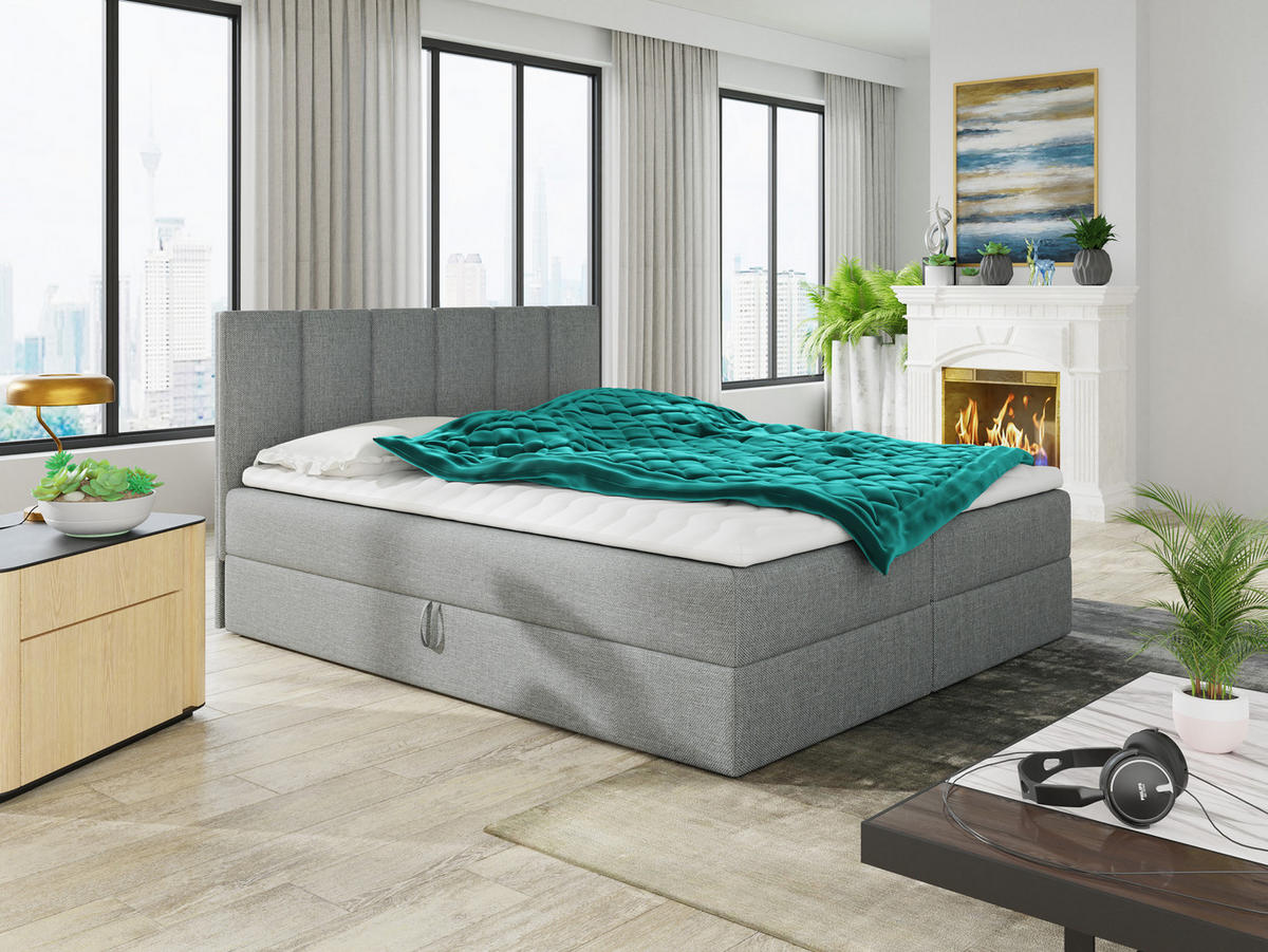 BOXBETT Star - 160x200 - grau (Inari 91, Webstoff) - Schwarz/Grau, Holz/Holzwerkstoff (160/200cm) - Sofnet