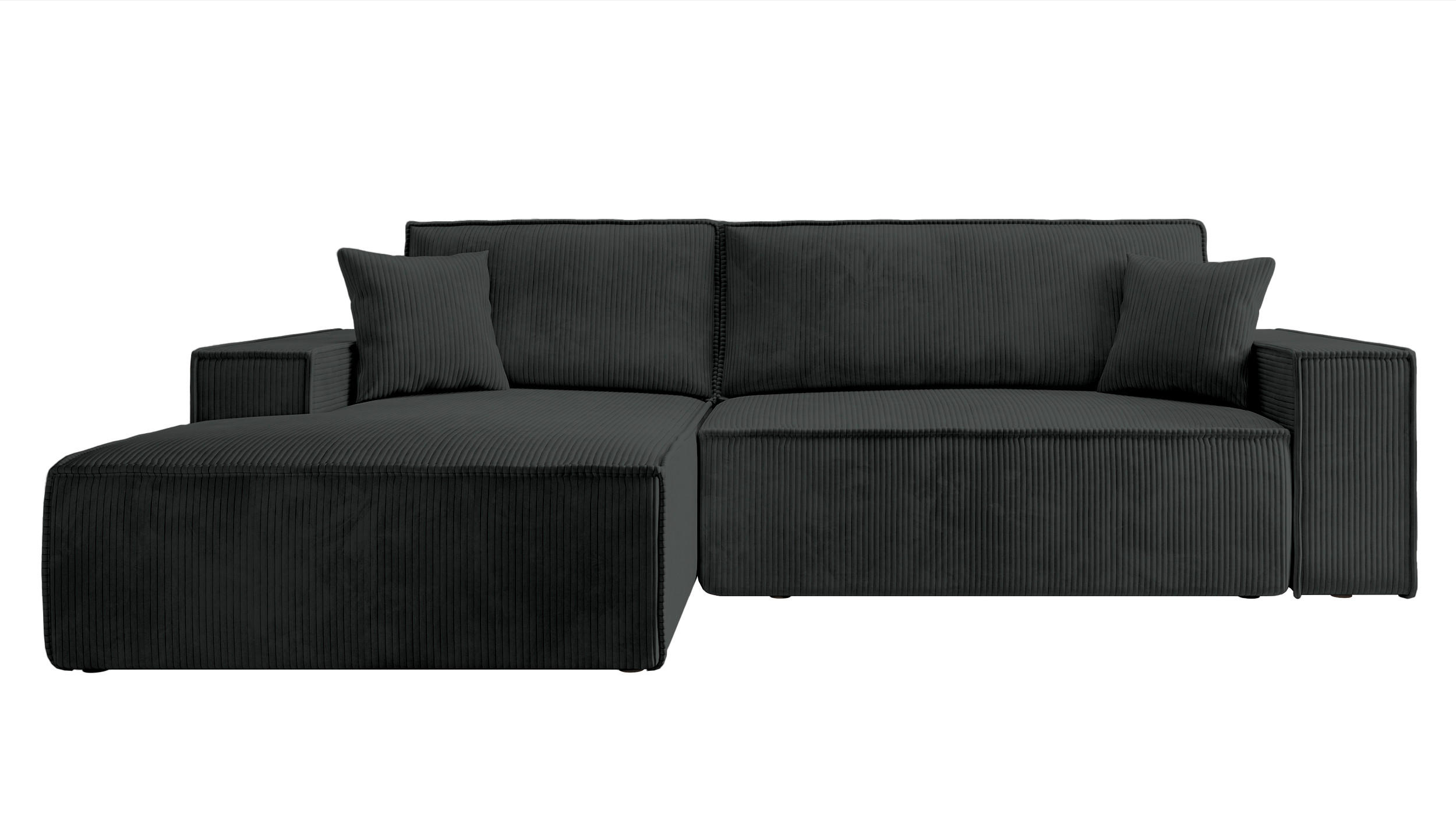 ECKSOFA Farese Schwarz Cordbezug - Schwarz, Kunststoff/Textil (267/167cm) - Selsey
